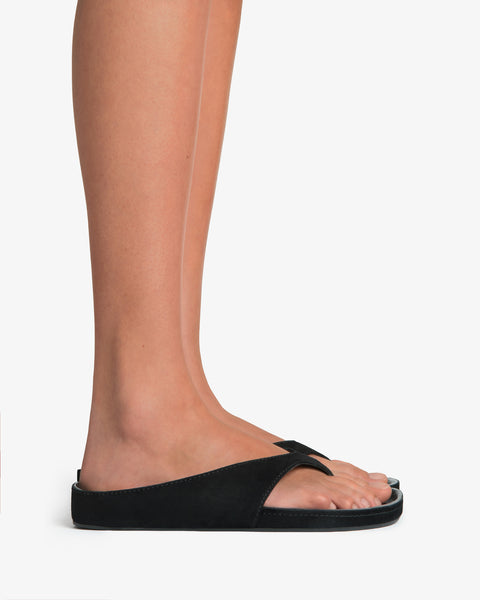 Yaga Flat Black Suede Leather