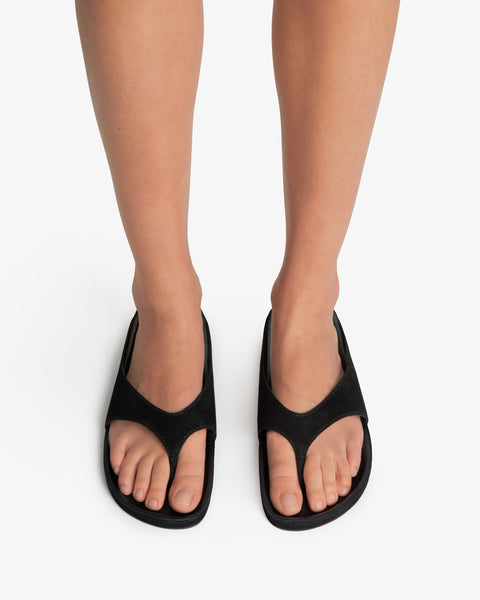 Yaga Flat Black Suede Leather