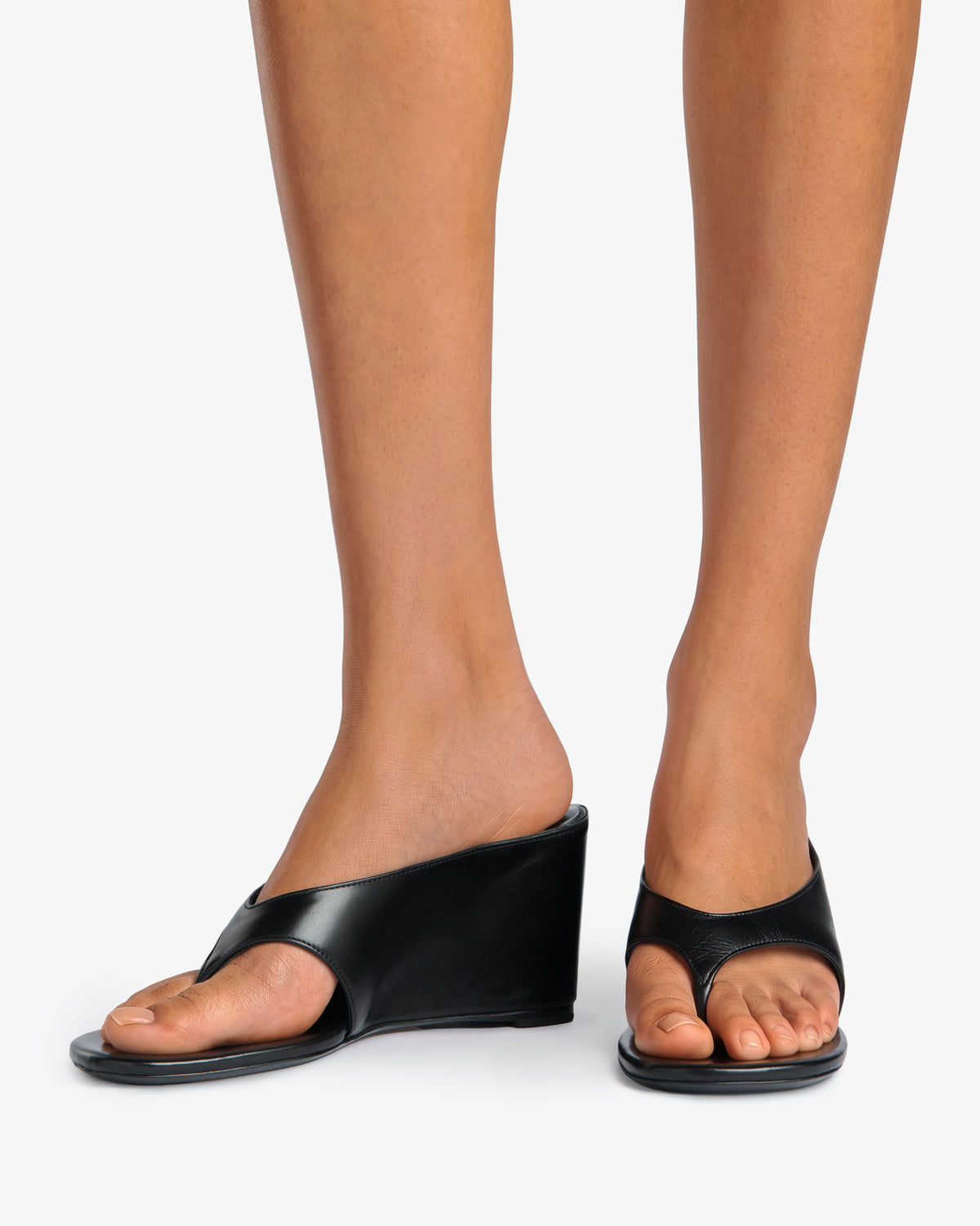 Yaga Wedge Sandal Black Leather