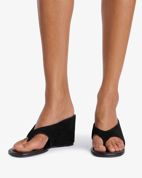 Yaga Wedge Sandal Black Suede Leather
