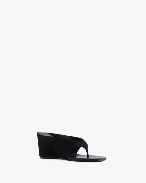 Yaga Wedge Sandal Black Suede Leather - Second Image