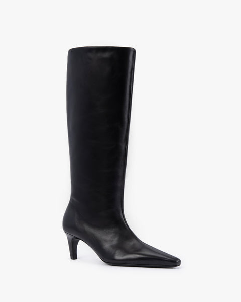 Cave Knee Boot in Black Leather