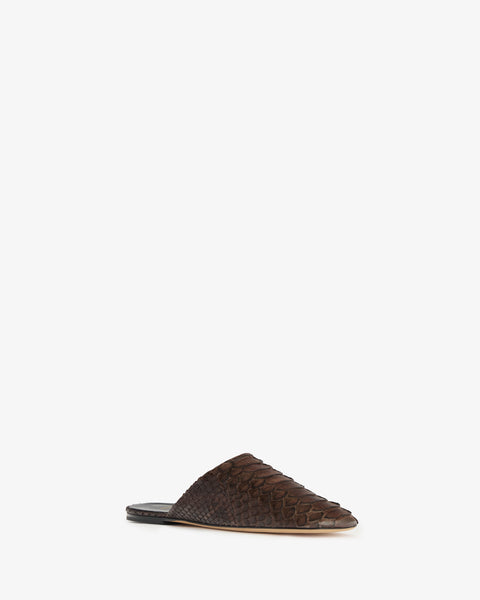 Floor Slide in Dark Brown Python Leather
