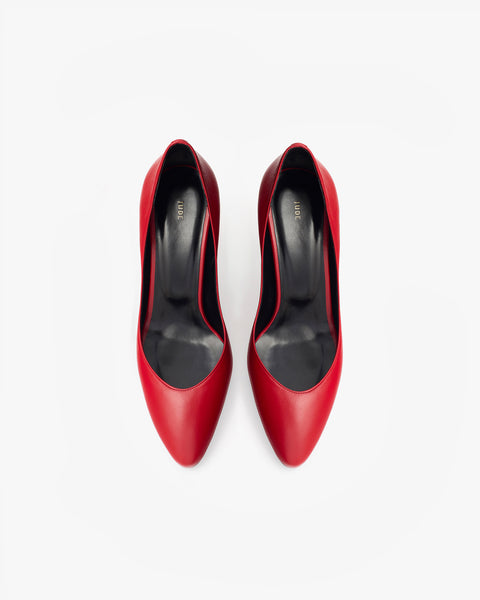 haze pump in red creased leather