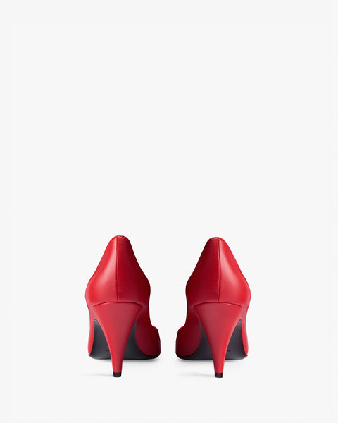 haze pump in red creased leather