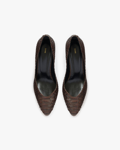 Haze Pump in Dark Brown Python Leather
