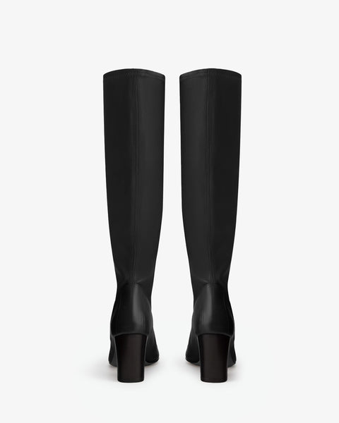 memo knee boot in black stretch leather