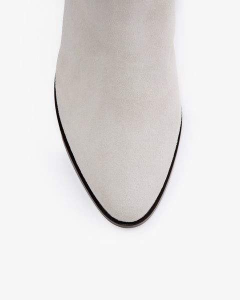 Saga Boot in White Suede Leather