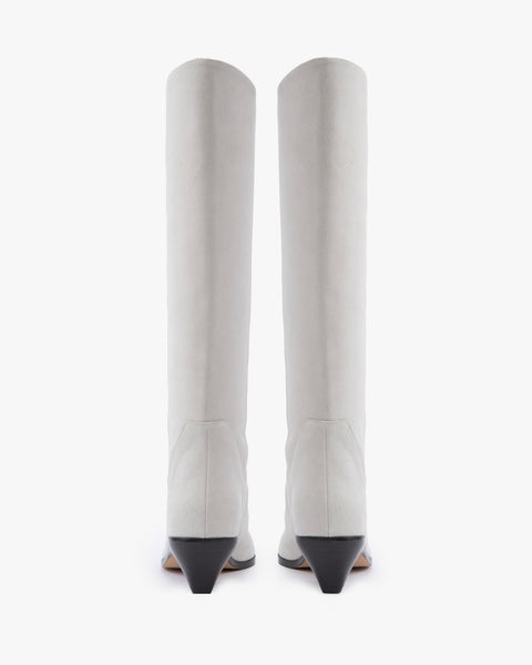 Saga Boot in White Suede Leather