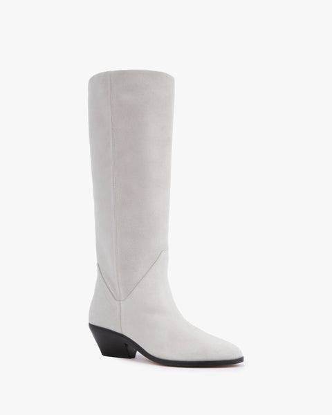 Saga Boot in White Suede Leather - Second Image